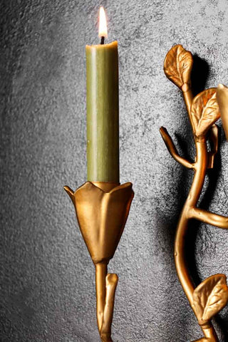 Detail image of the Gold Branch & Flower Wall Candle Holder
