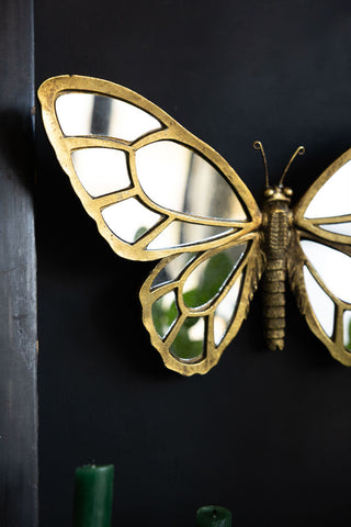 Close-up image of the Gold Butterfly Decorative Wall Mirror