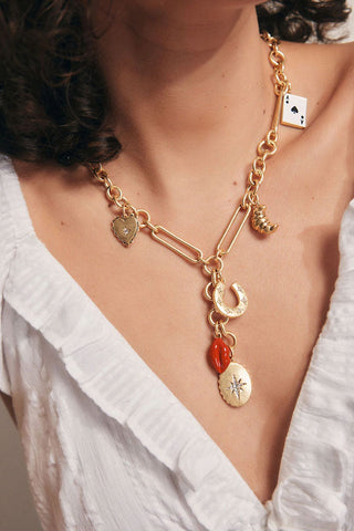 Gold Chunky Chain Charm Necklace