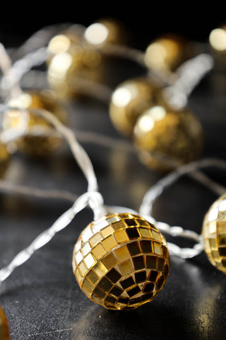 Detail image of the Gold Disco Ball Fairy Lights