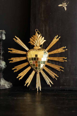 Image of the finish for the Gold Disco Ball Heart Hanging Ornament