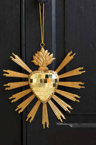 Image of the colour of the Gold Disco Ball Heart Hanging Ornament