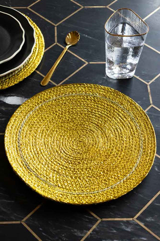 Lifestyle image of the Gold Foiled Effect Placemat