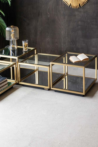 Image of the Gold Glass Modular Coffee Table in a living room setting