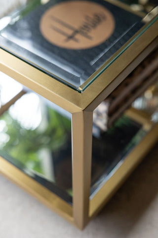 Image of the finish on the Gold Glass Modular Coffee Table