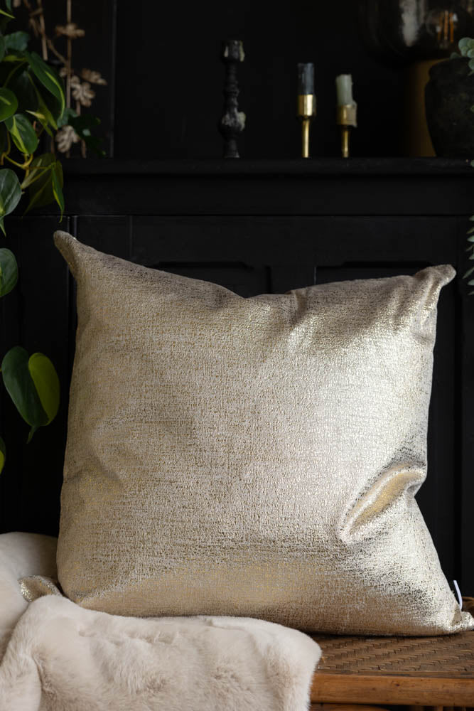 Ivory And Gold Floral Velvet Cushion main image 1