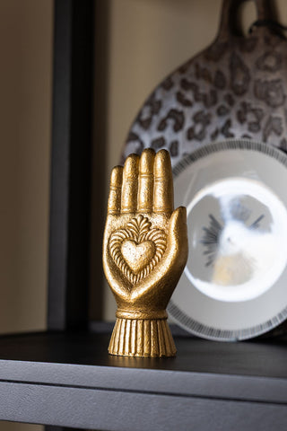 Image of the Gold Milagro Heart Hand Decorative Ornament