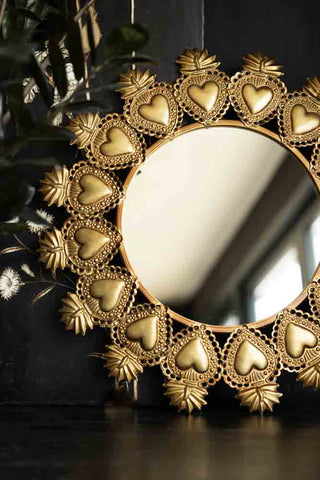 Image of the Gold Milagro Heart Mirror
