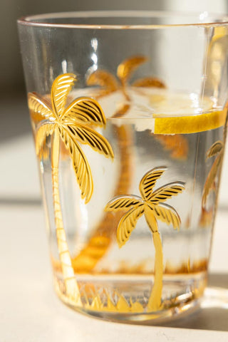 Close-up image of the Gold Palm Tumbler