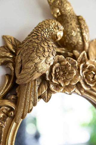 Close-up image of the Gold Parrot Mirror
