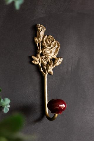 Lifestyle image of the Gold Roses Decorative Wall Hook