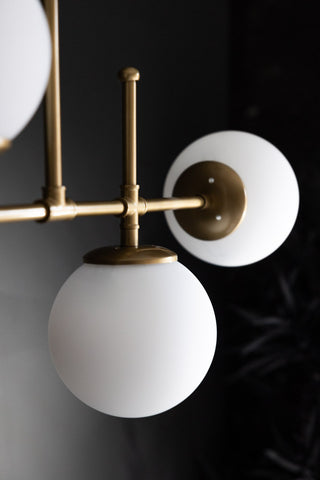 Detail image of the Gold & White Glass Globe Ceiling Light.