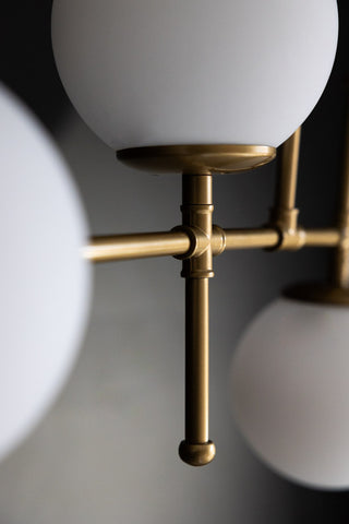 Detail image of the Gold & White Glass Globe Ceiling Light.
