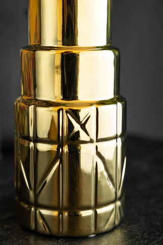 Close-up image of the Gold Lipstick Vase