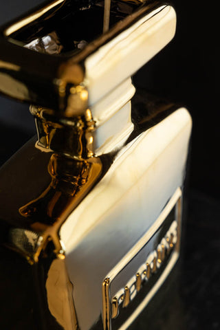 Close-up image of the Gold Perfume Bottle Vase