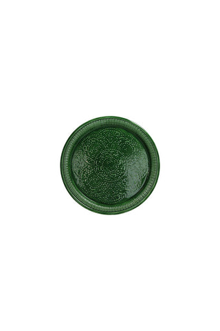 Image of the Deep Green Beautiful Enamel Tray on a white background