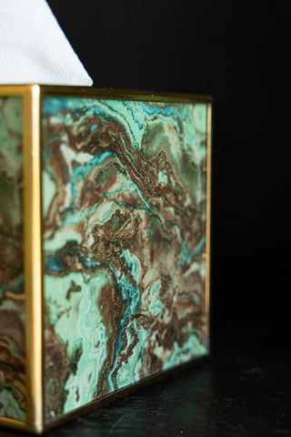 Close-up image of the Green Marble Effect Tissue Box