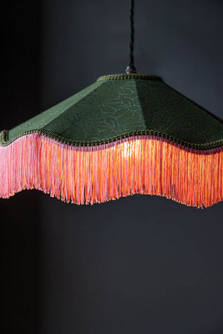 Image of the Green & Pink Tassel Ceiling Light Shade on