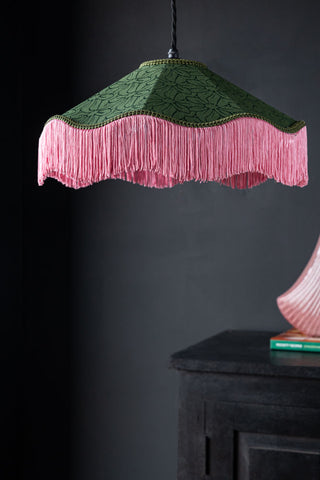 Image of the Green & Pink Tassel Ceiling Light Shade