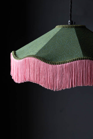 Detail image of the Green & Pink Tassel Ceiling Light Shade