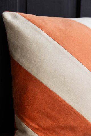 Detail image of the HKliving Peach & Cream Stripe Velvet Cushion