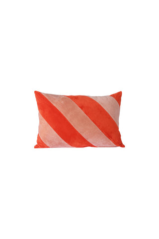 Image of the HKliving Red & Pink Stripe Velvet Cushion on a white background
