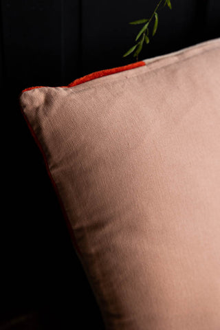 Image of the back of the HKliving Red & Pink Stripe Velvet Cushion