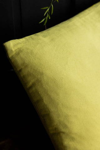 Image of the back of the HKliving Yellow & Green Stripe Velvet Cushion