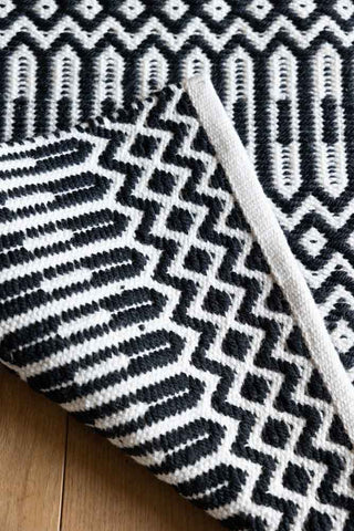 Image of the underside of the Halsey Monochrome Geometric Rug - 3 Sizes Available