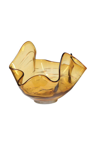 Image of the Handmade Honey Glass Handkerchief Vase on a white background