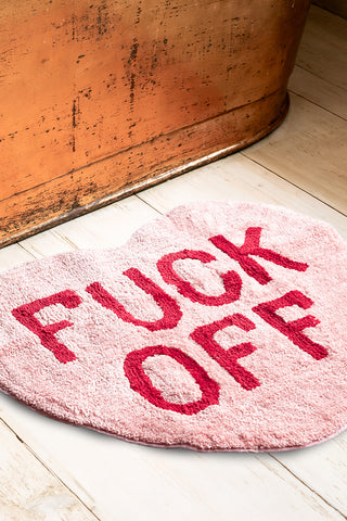 Lifestyle image of the Heart Shape 'Fuck Off' Bathmat