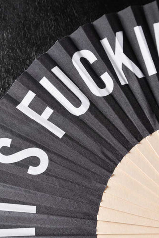 Image of the finish for the It's Fucking Hot Wooden Fan