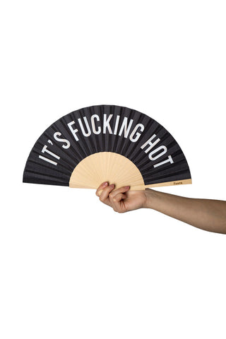 Cutout image of the It's Fucking Hot Wooden Fan.