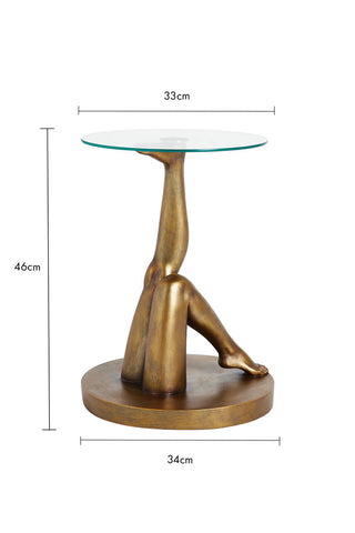 Dimension image of the Kicking Legs Side Table.