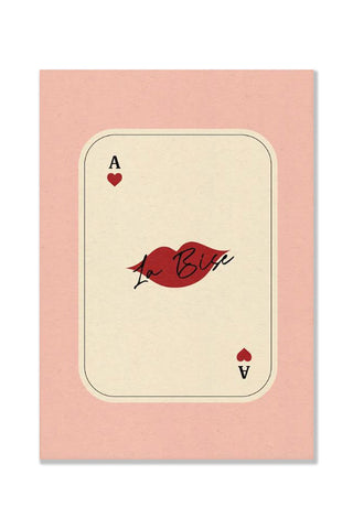 Image of the Kiss Playing Card Art Print on a white background