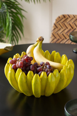 Large Banana Bowl on black dining table.