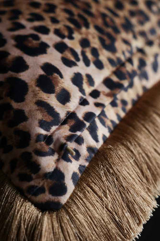 Image of the zip on the Leopard Love Velvet Fringe Feather Filled Cushion