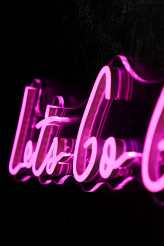 Close-up image of the Let's Go Girls Neon Wall Light