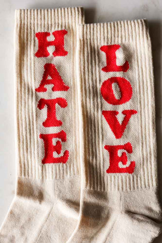 Close-up image of the Love & Hate Unisex Socks