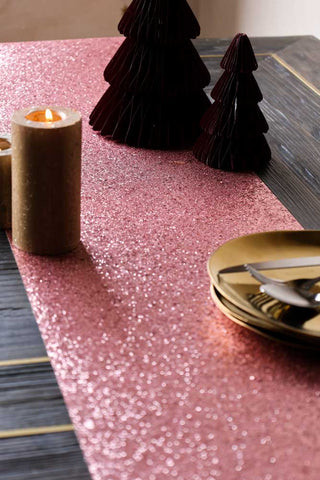 Image of the Luxe Pink Glitter Table Runner
