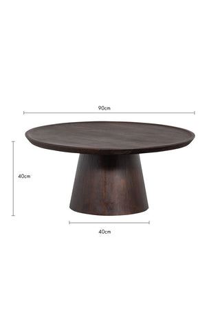Dimension image of the Mango Wood Coffee Table In Walnut