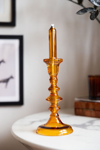 Image of the Medium Amber Glass Refillable Candle Holder