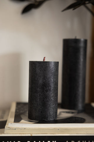 Image of the Metallic Anthracite Shimmer Pillar Candle - Medium