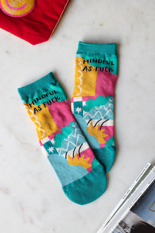 Lifestyle image of the Mindful As Fuck Womens Ankle Socks