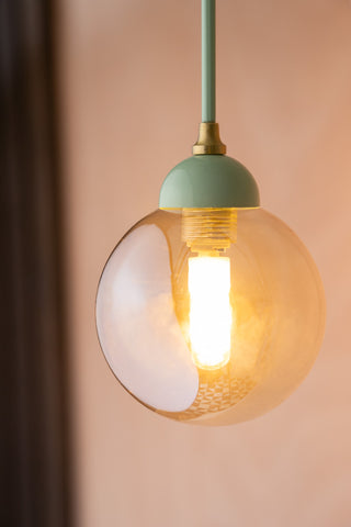 Close-up image of the Mint Green Glass Dome Metal Ceiling Light