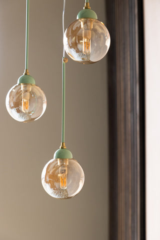 Detail image of the Mint Green Glass Dome Metal Ceiling Light