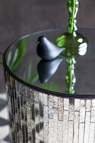 Close-up image of the Mirrored Glass Side Table