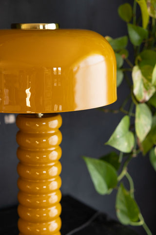 Detail image of the Modern Metal Mustard Table Lamp. 