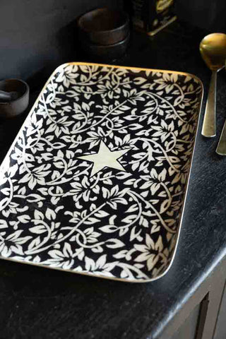 Lifestyle image of the Monochrome Floral Tray With Star