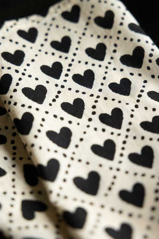 Close-up image of the Monochrome Heart Cotton Napkin
